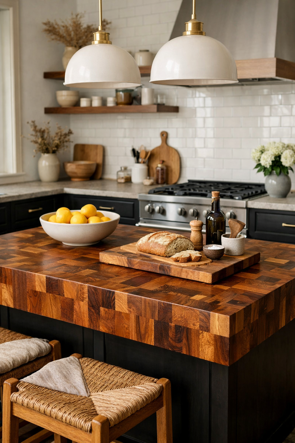 28 Stylish & Functional Kitchen Countertop Ideas to Try Now 7 bold warm textured centerpiece