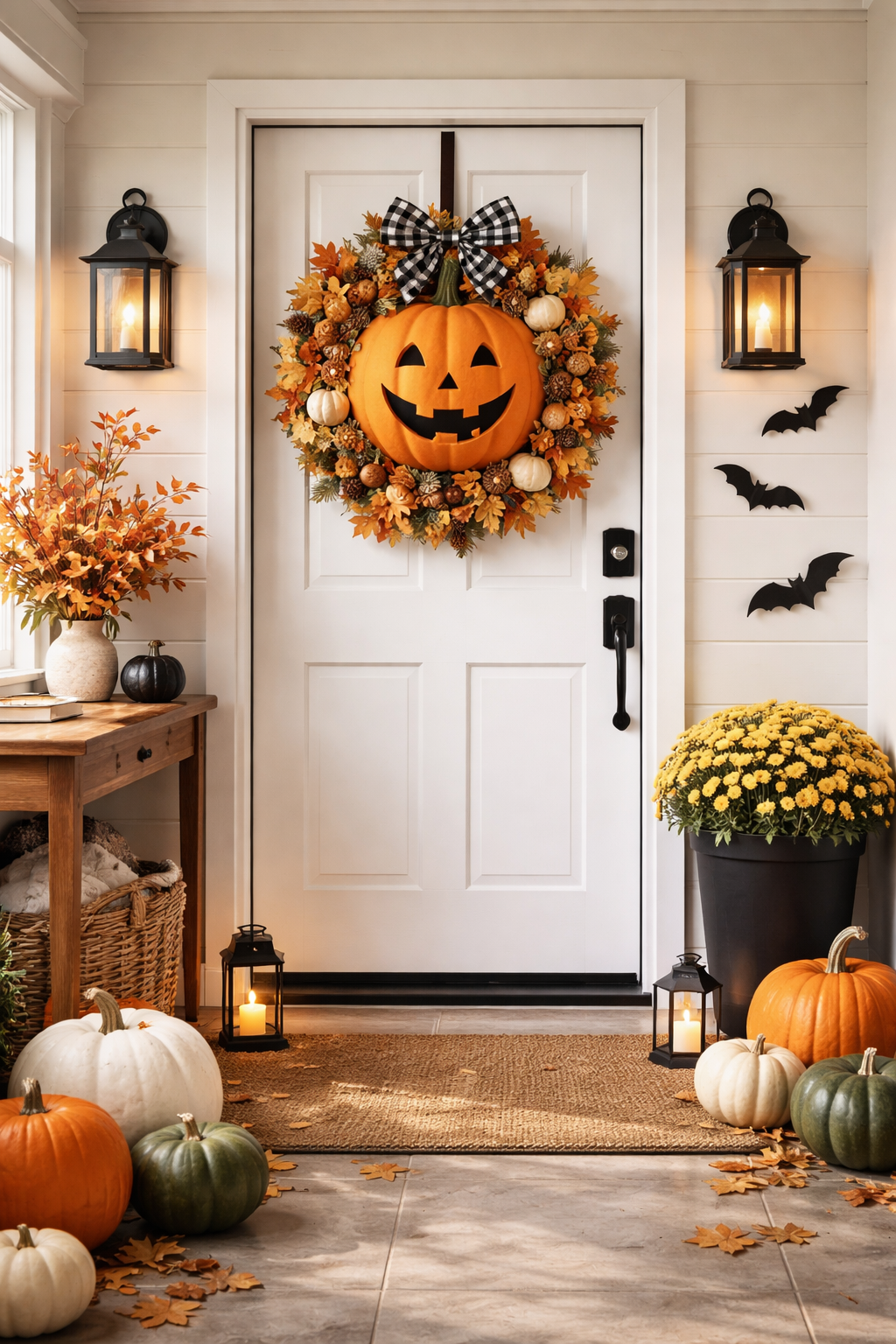 Halloween pumpkin door decor