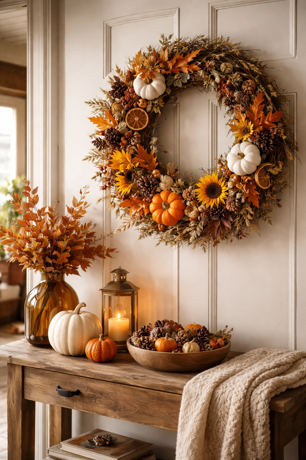 seasonal wreath for Halloween and Thanksgiving