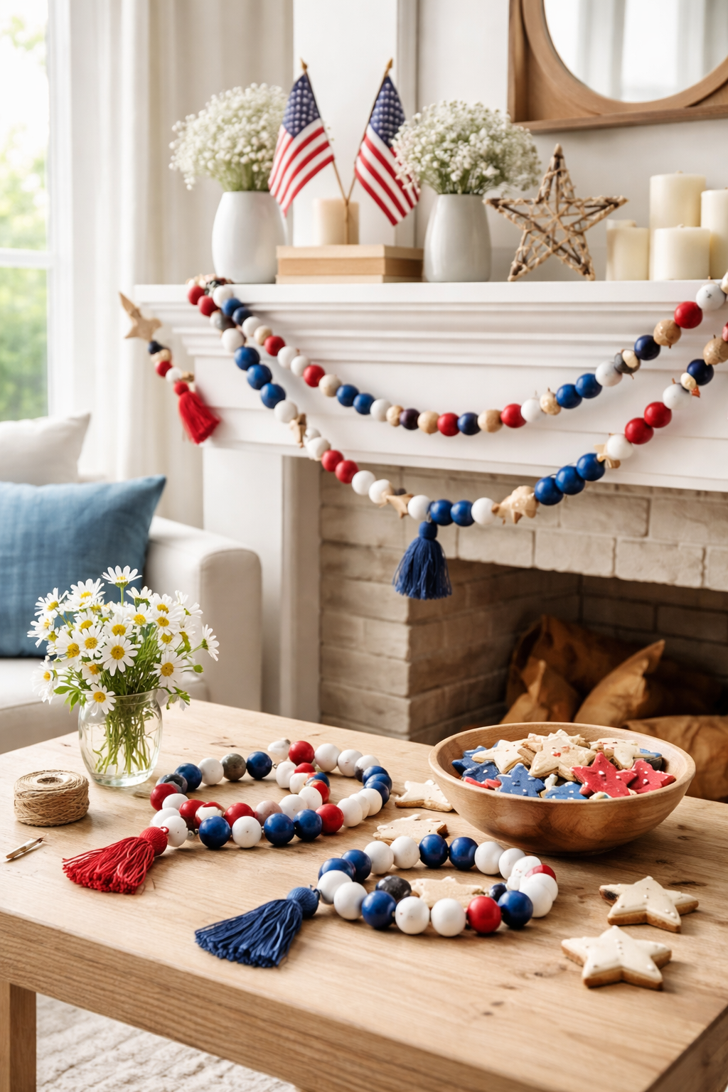 painted patriotic bead garlands