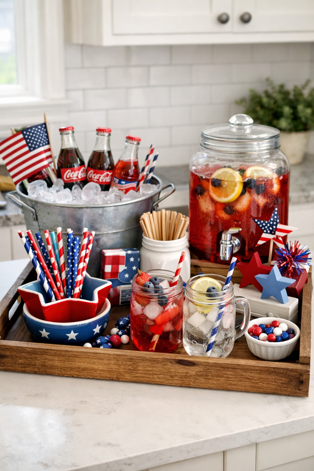 patriotic beverage display setup