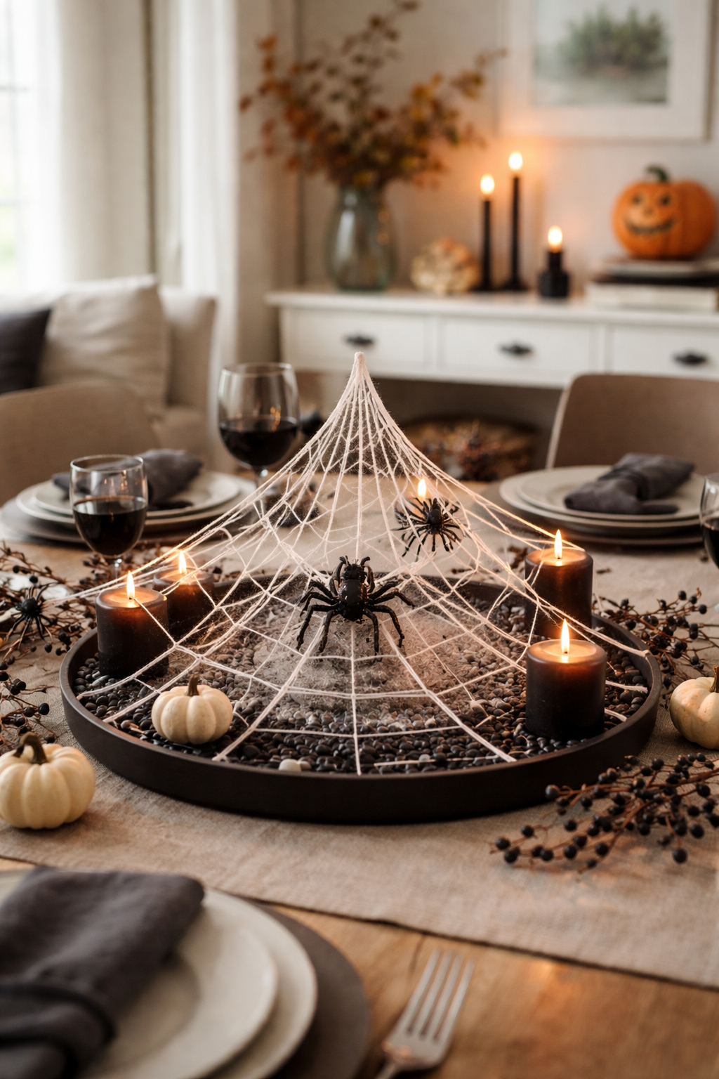 spider web Halloween centerpiece