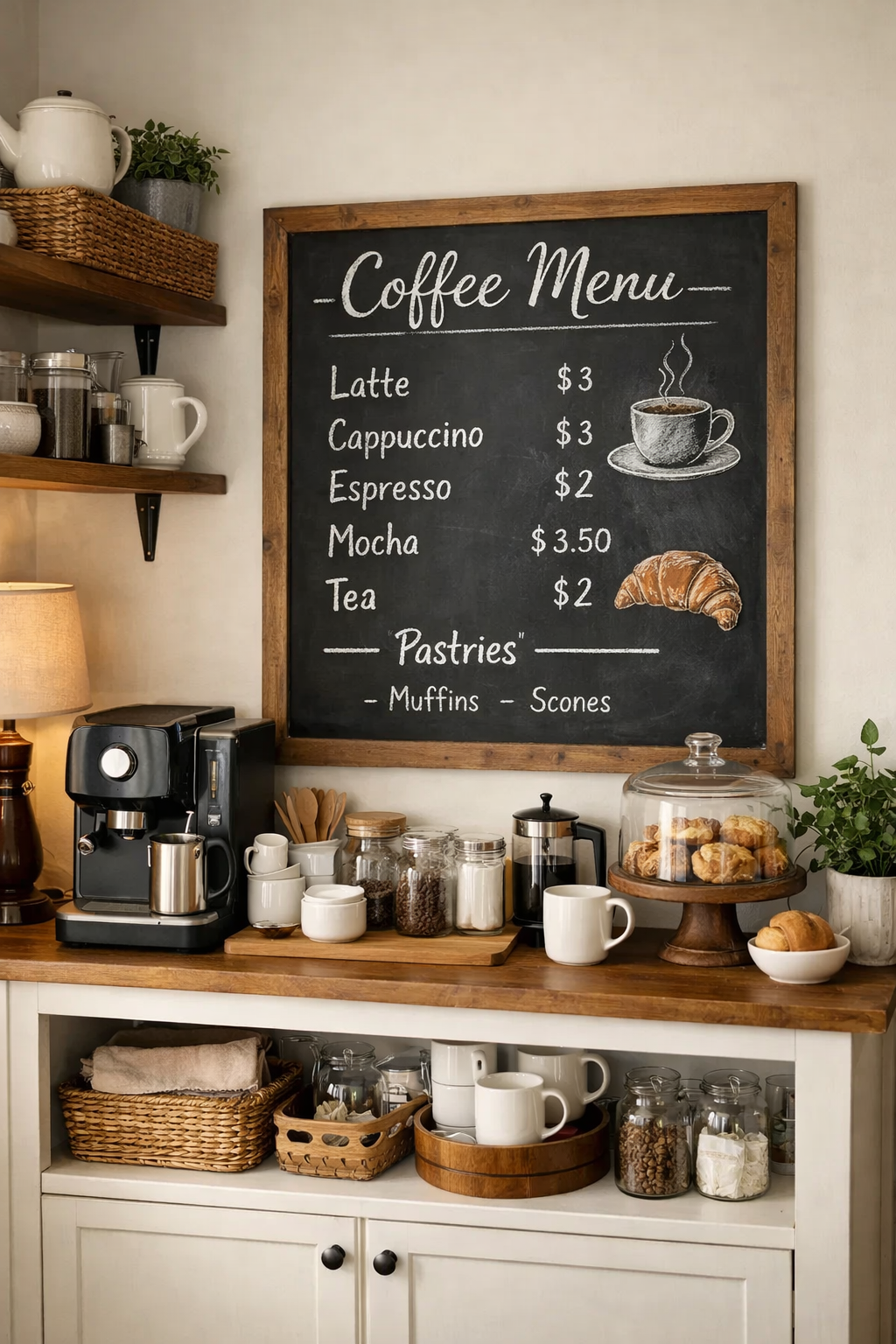 chalkboard enhances cozy charm