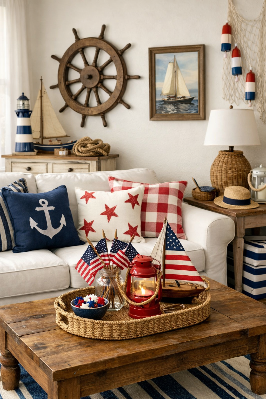nautical decor with patriotic flair