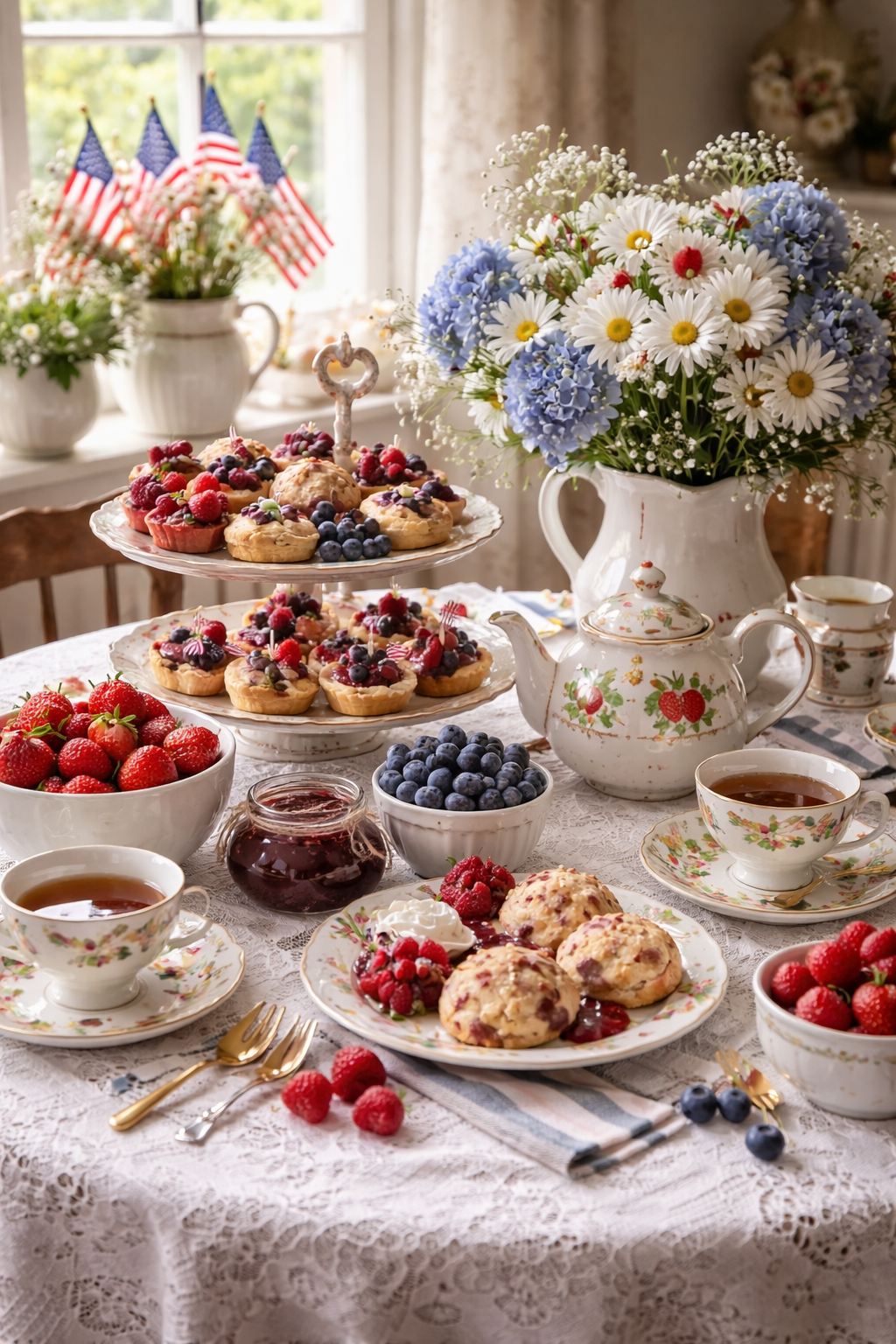 vintage berry themed tea party