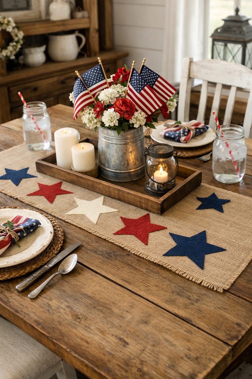 rustic patriotic table decor