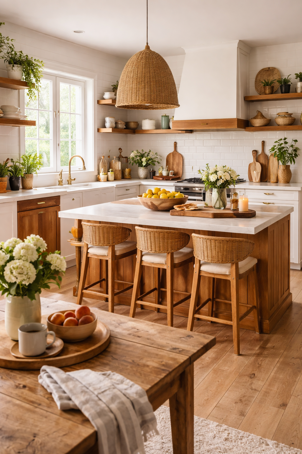 warm wooden kitchen accents