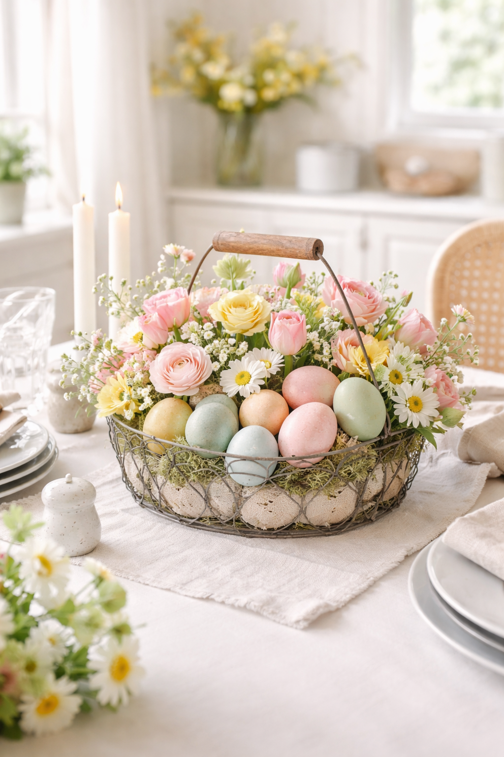 pastel eggs and blooms