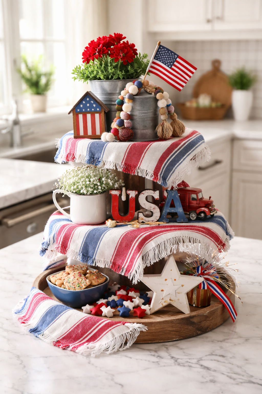 patriotic striped linen layers