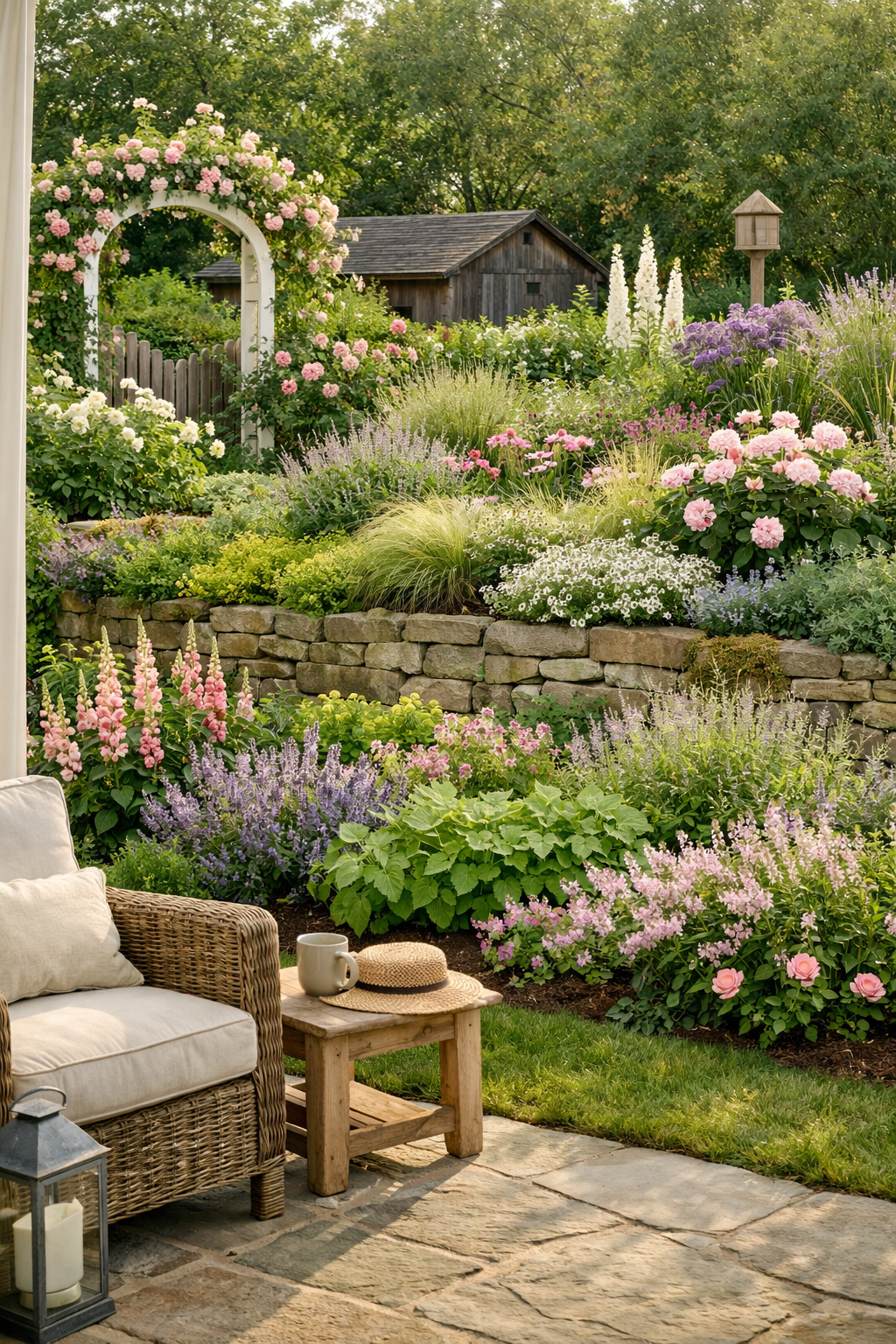 layered textured garden design