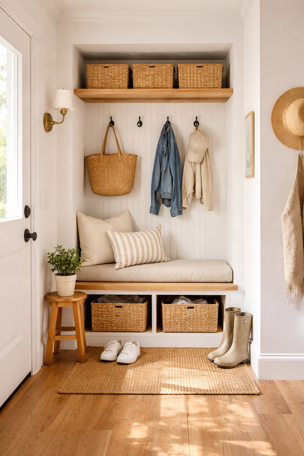 transform small mudroom nook