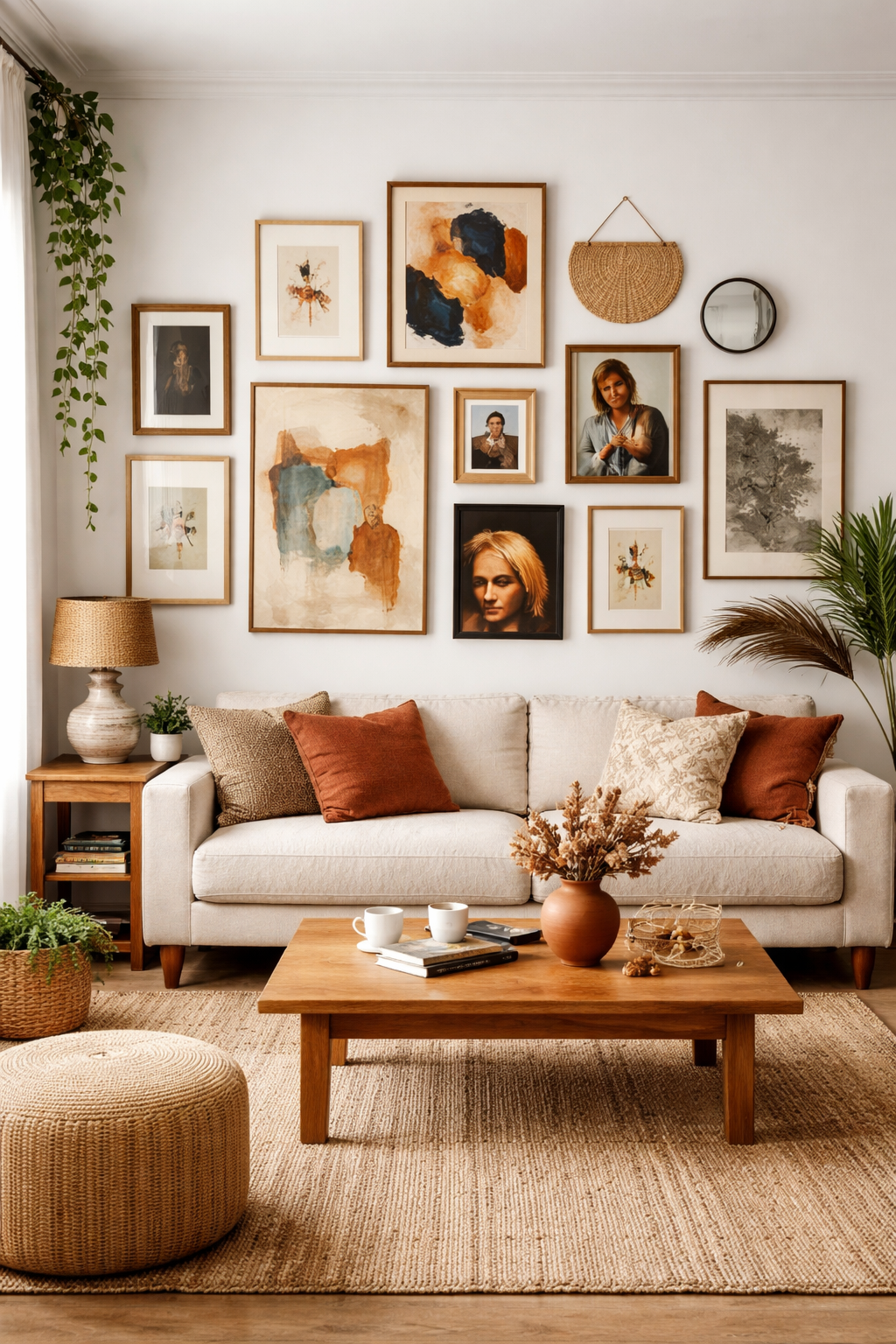 22 Modern Boho Living Room Ideas You'll Absolutely Love 9 eclectic layered art display
