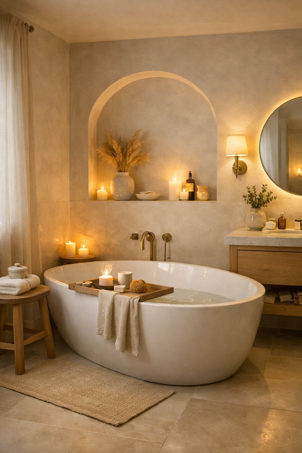 gentle layered bathroom illumination