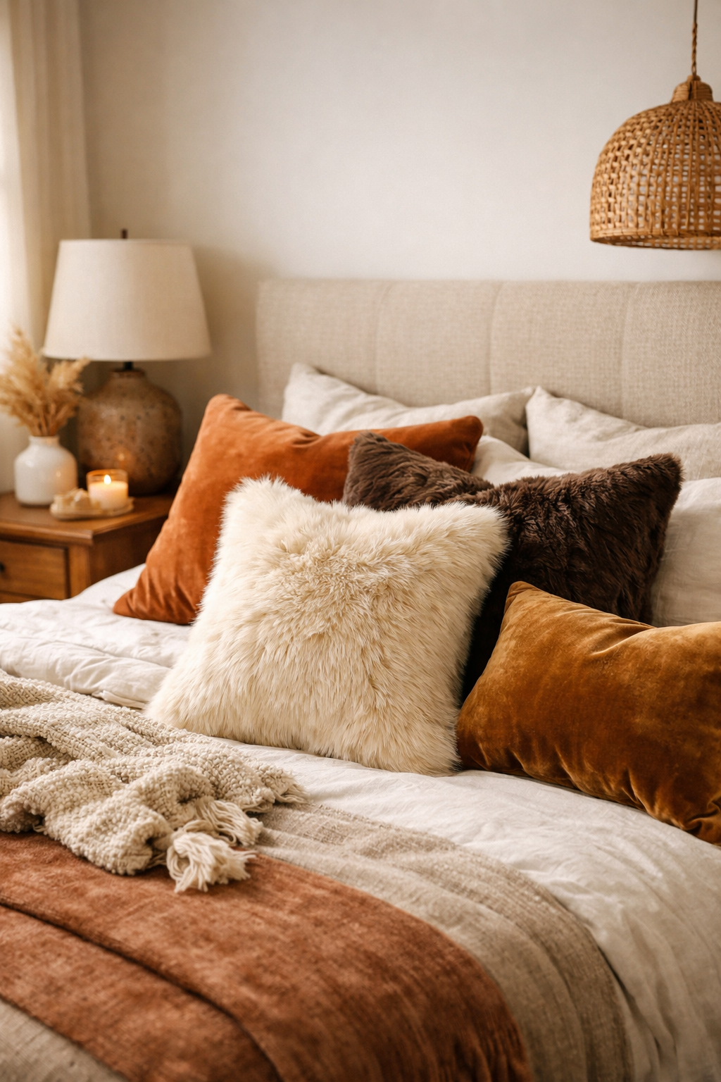 luxurious tactile bedroom accents