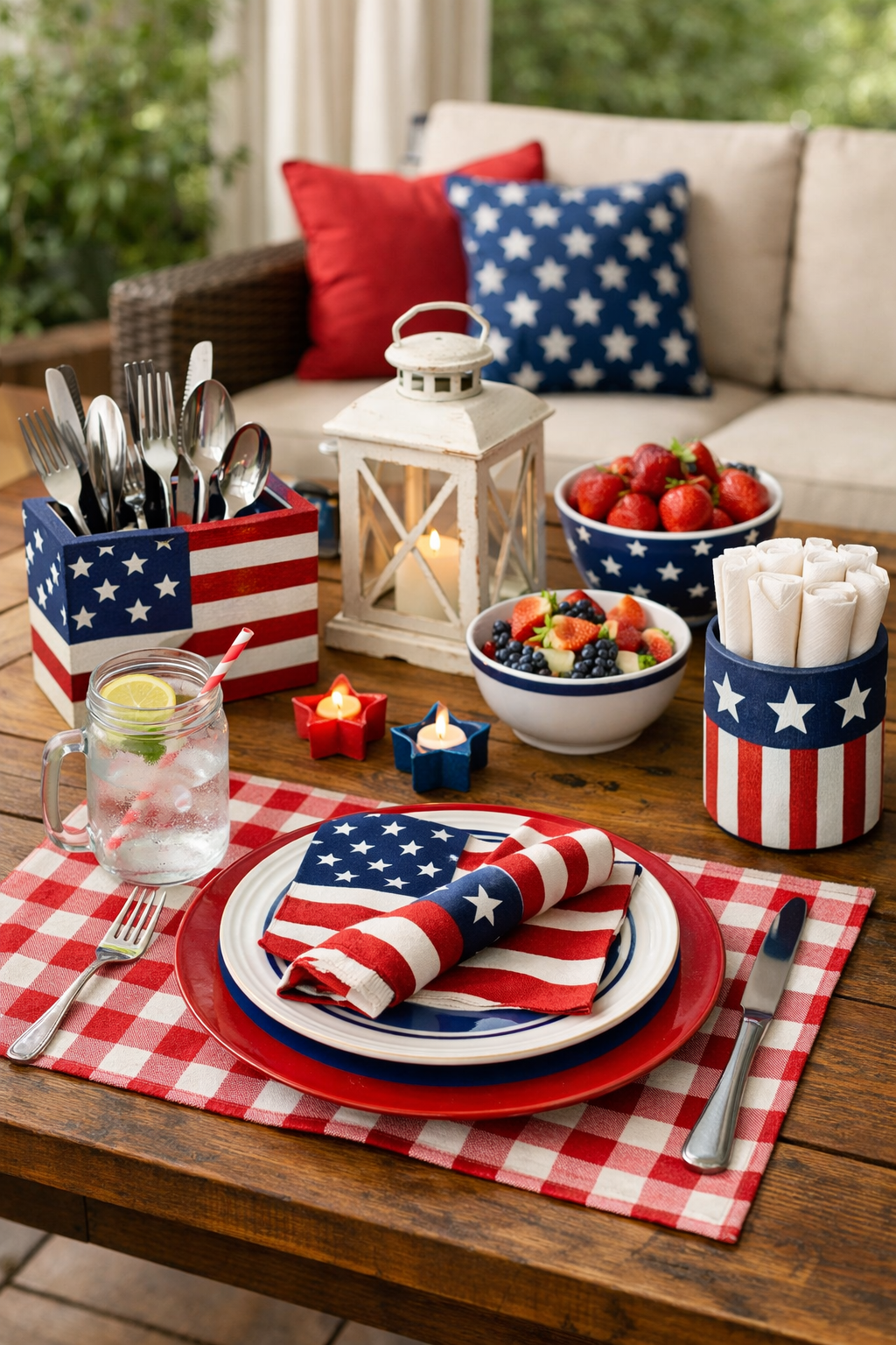 patriotic outdoor table setting