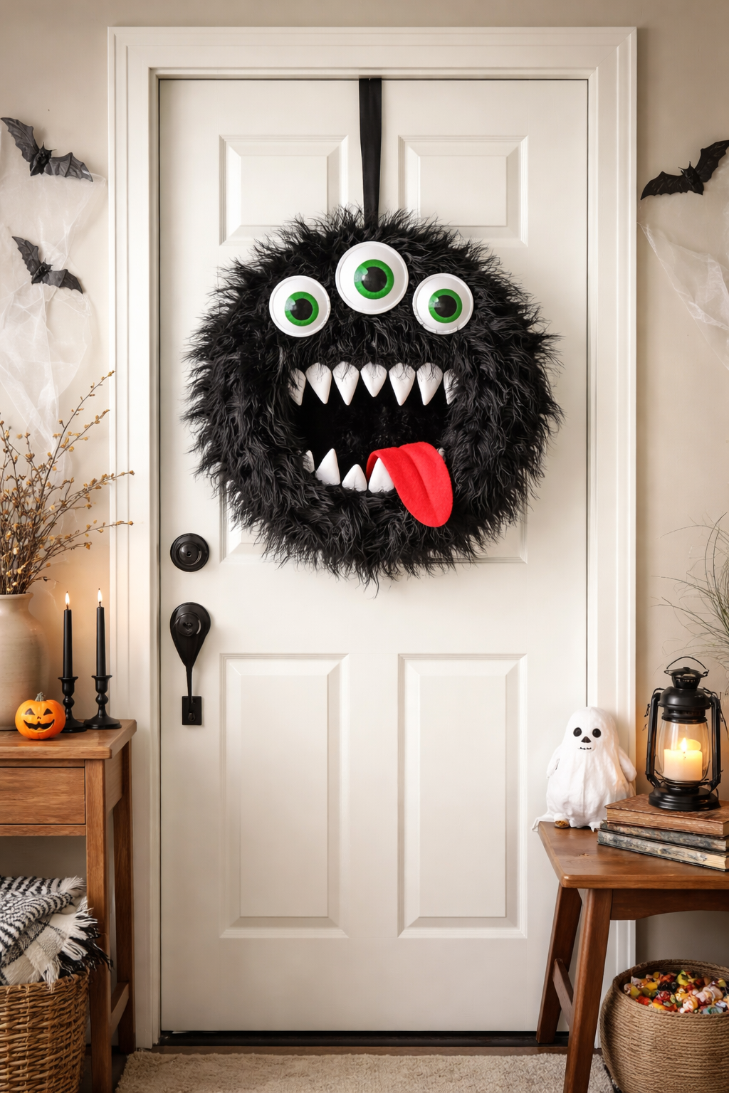 DIY Halloween monster wreath