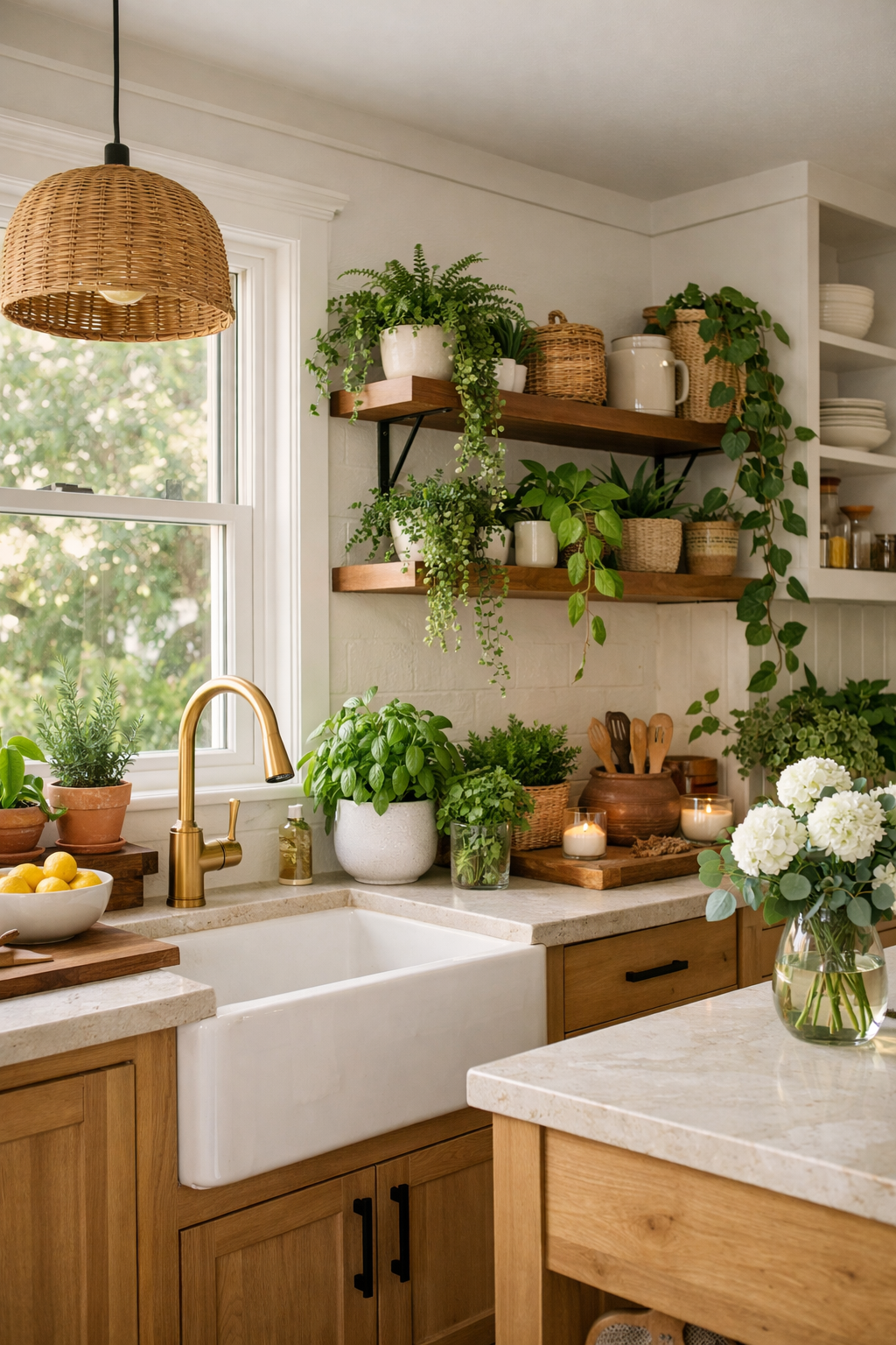 kitchen greenery enhances ambiance
