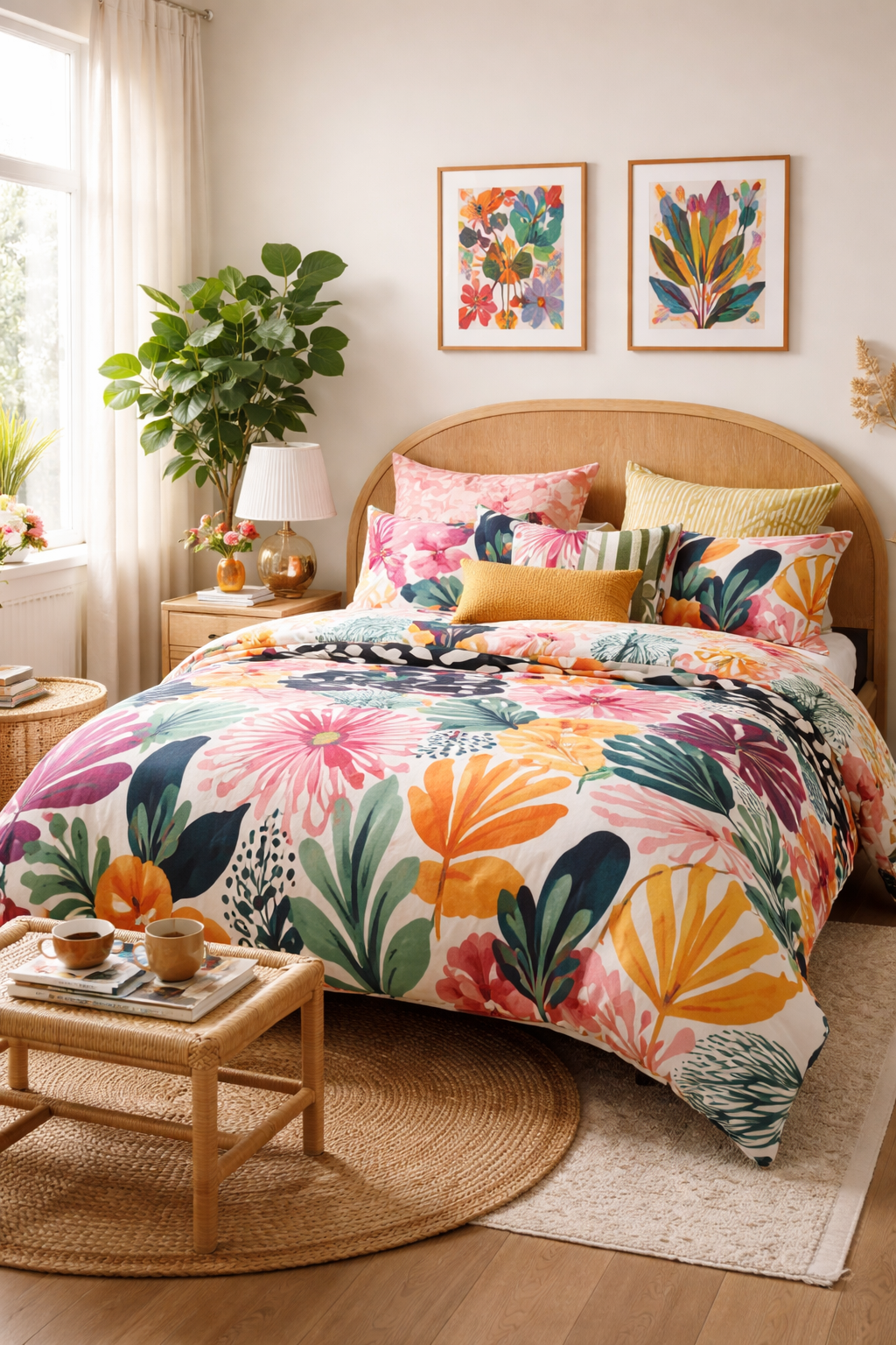 vibrant patterned bedroom decor