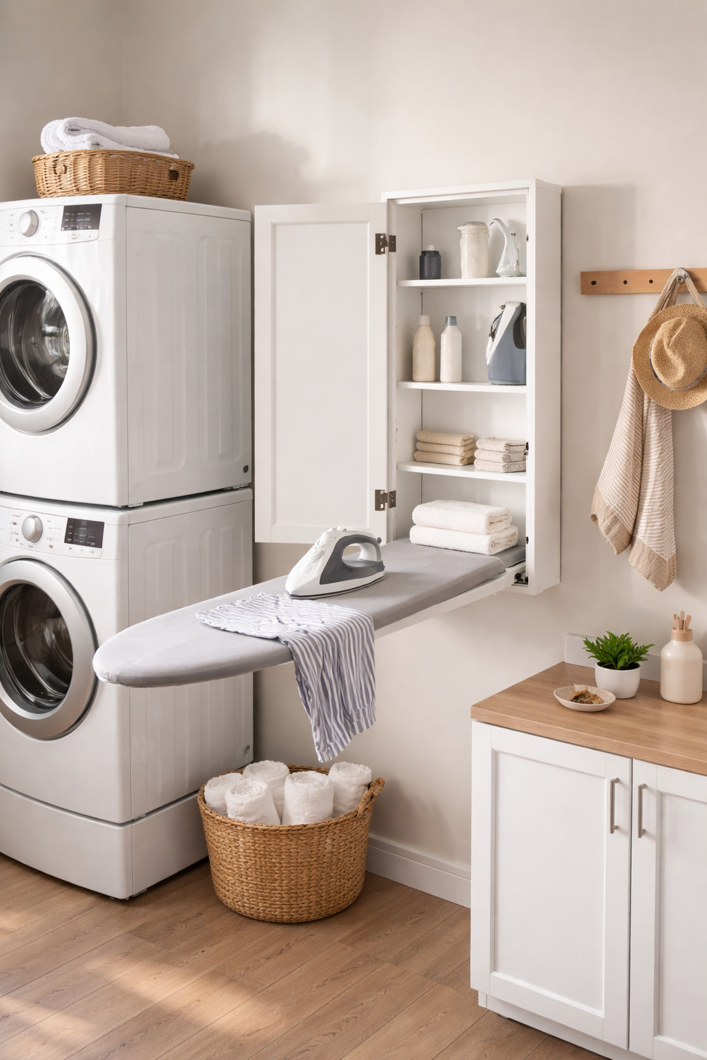 wall mounted space saving ironing station