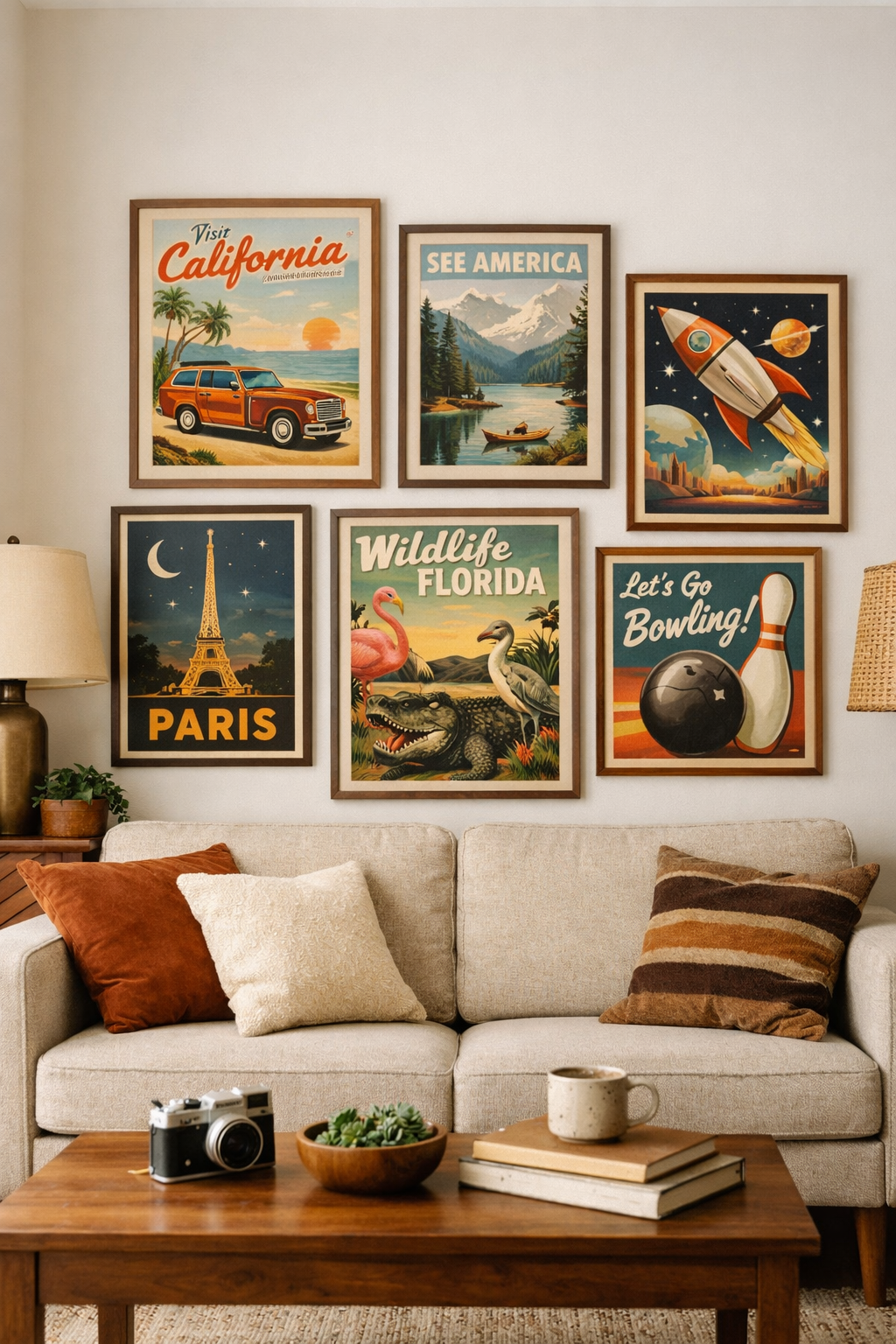 nostalgic colorful wall art