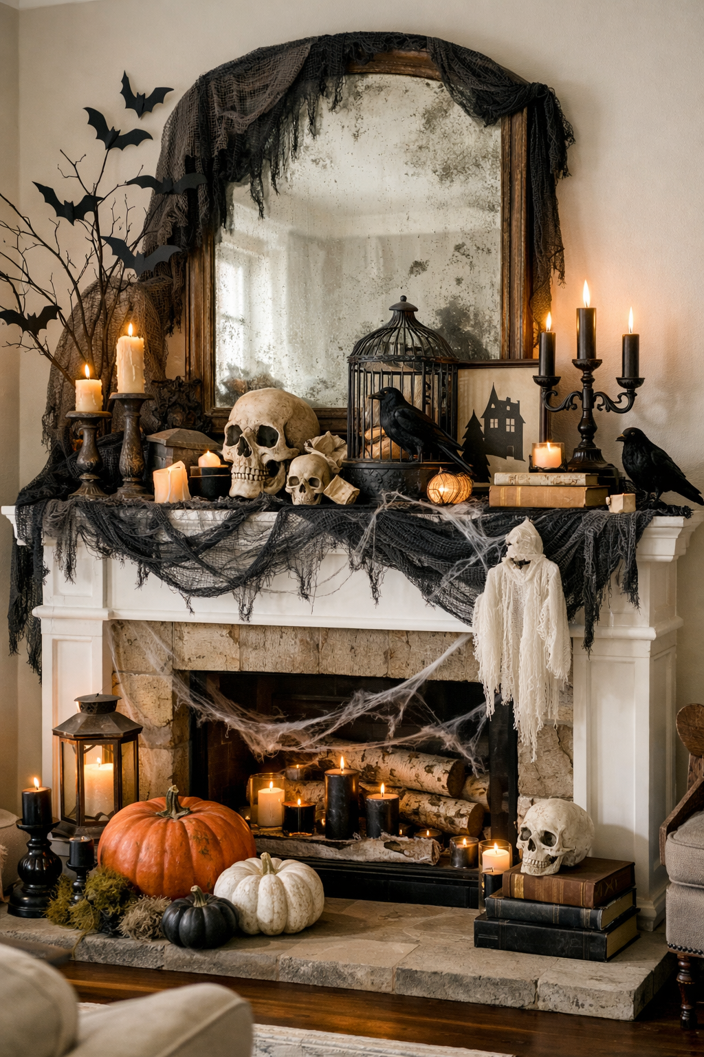 layer decor halloween mantel ideas