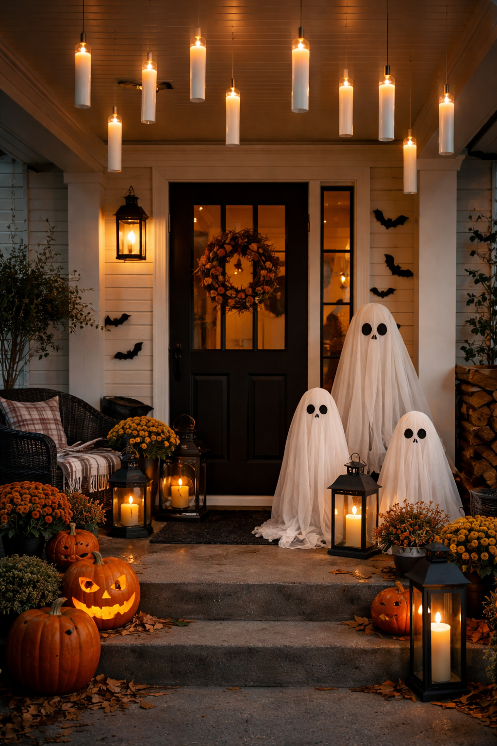 Ghost decor on porch