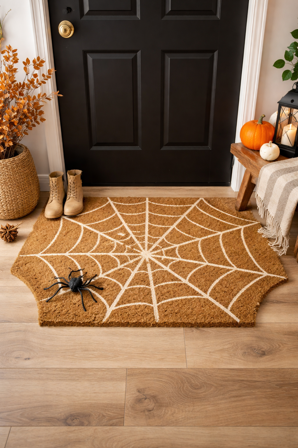 DIY spiderweb doormat
