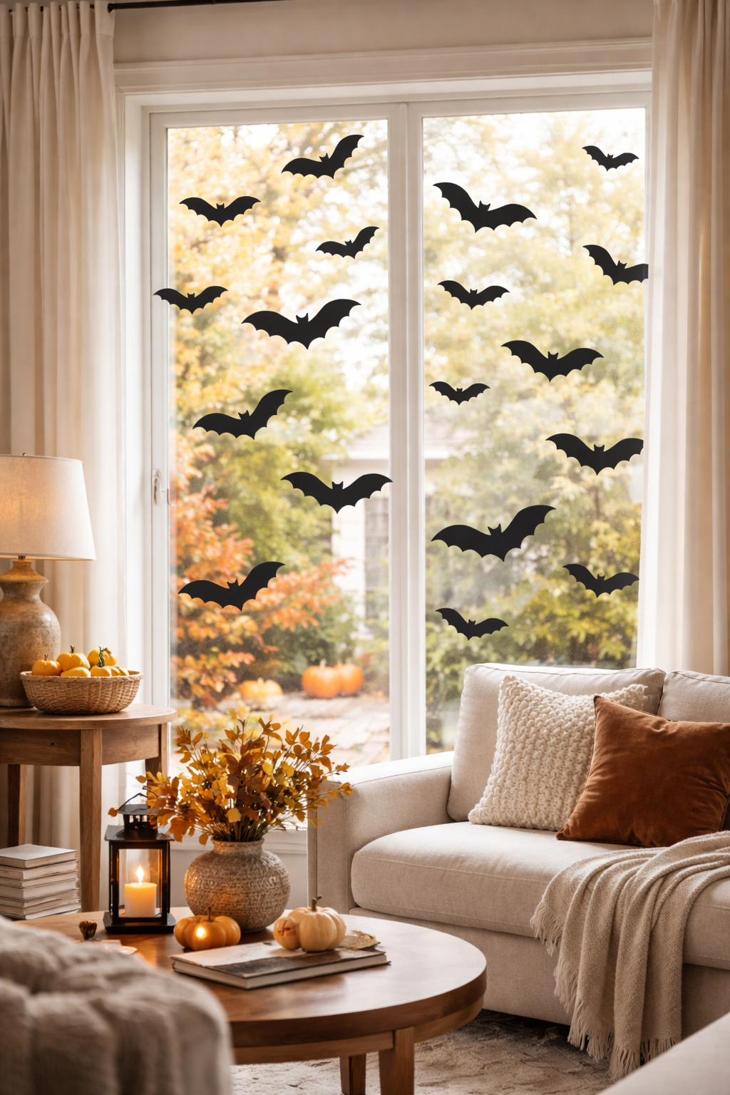 Black bats stuck on a window