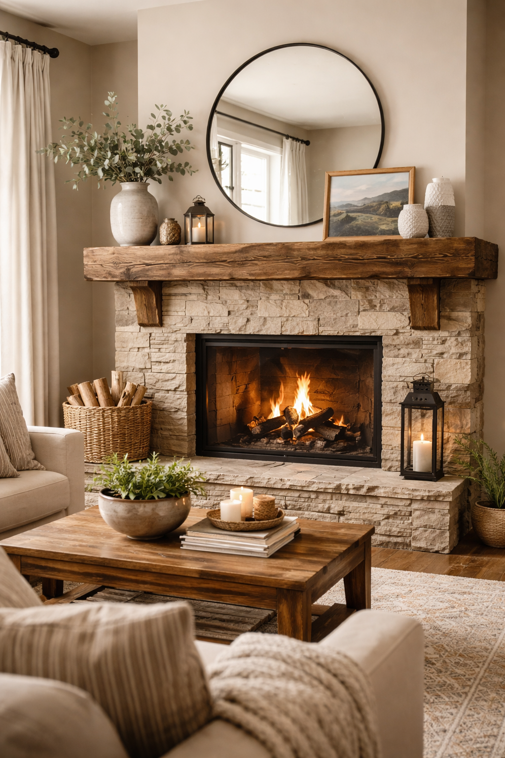 rustic wood accents enhance warmth