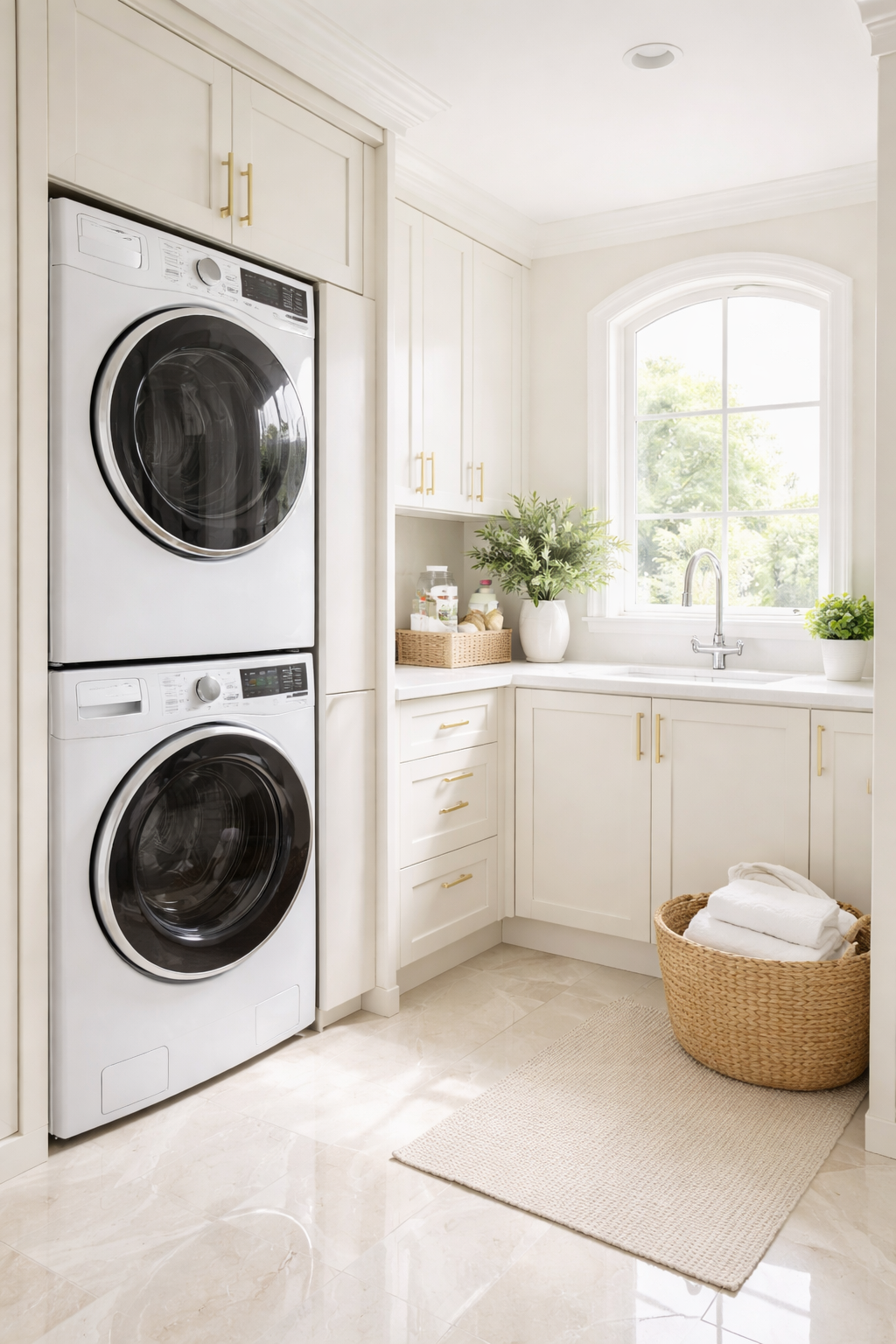 bright reflective spacious laundry