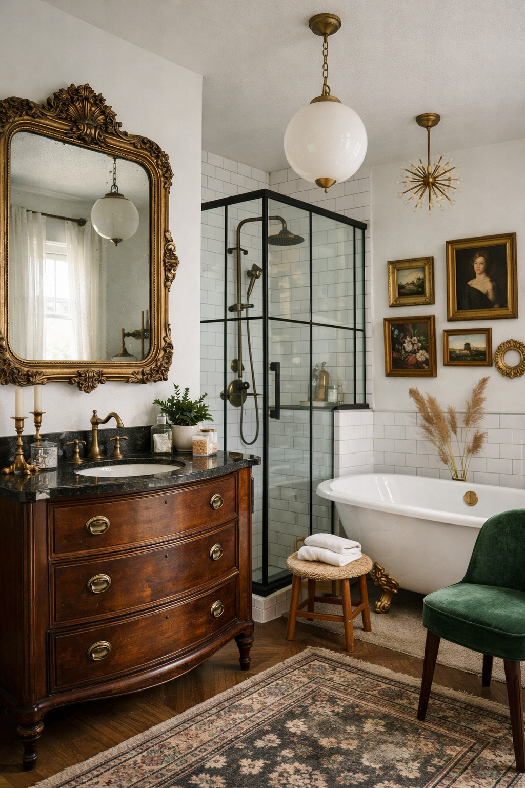 eclectic vintage modern bathroom design