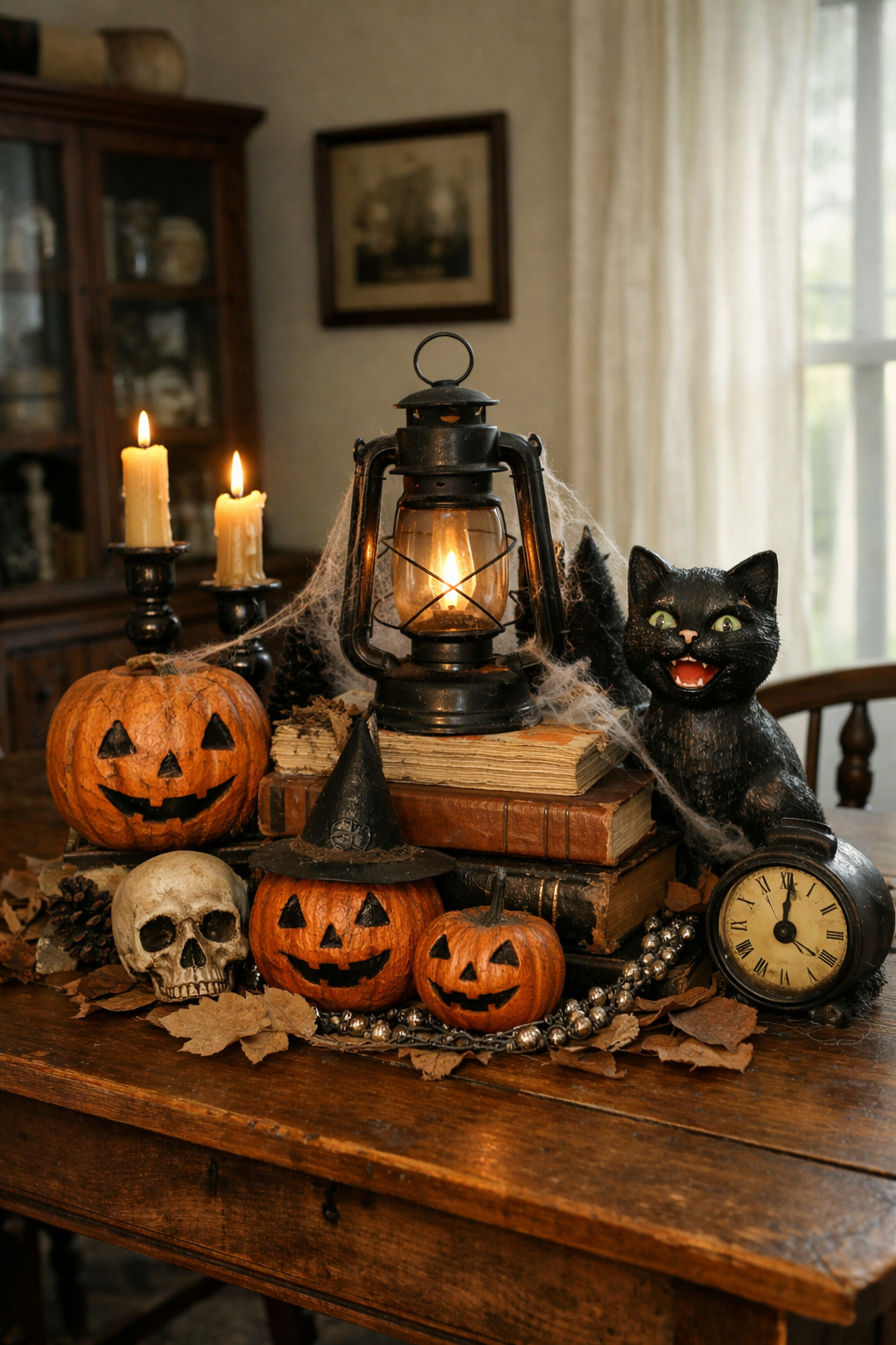 vintage Halloween table centerpiece