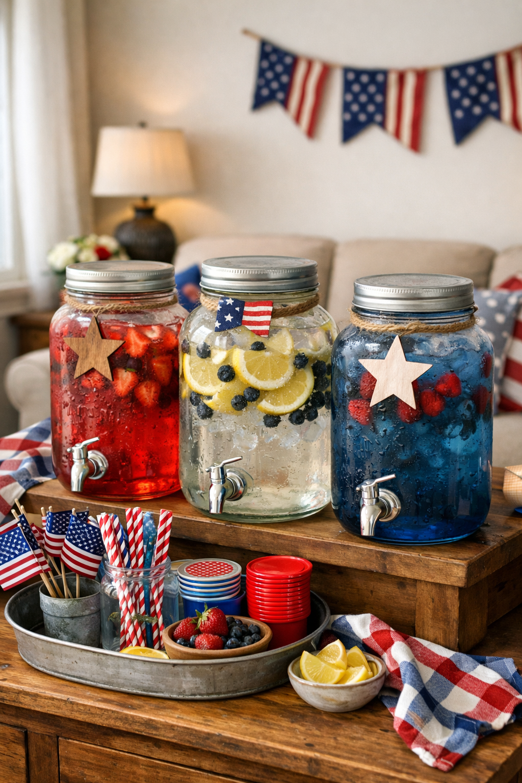 rustic patriotic drink dispensers