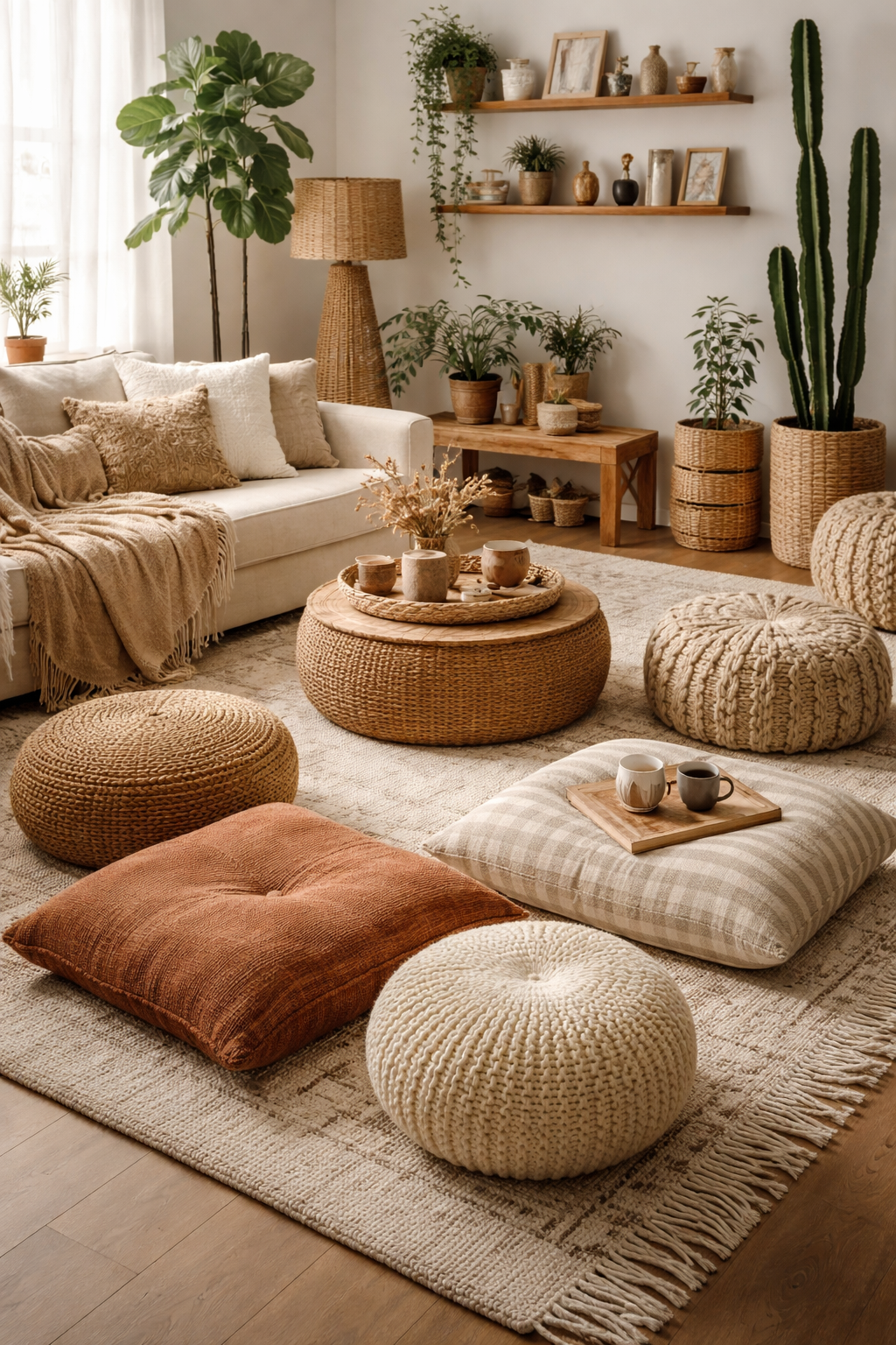 22 Modern Boho Living Room Ideas You'll Absolutely Love 11 textured eclectic versatile seating