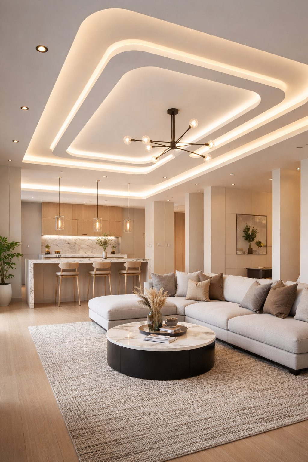 sleek layered lighting design