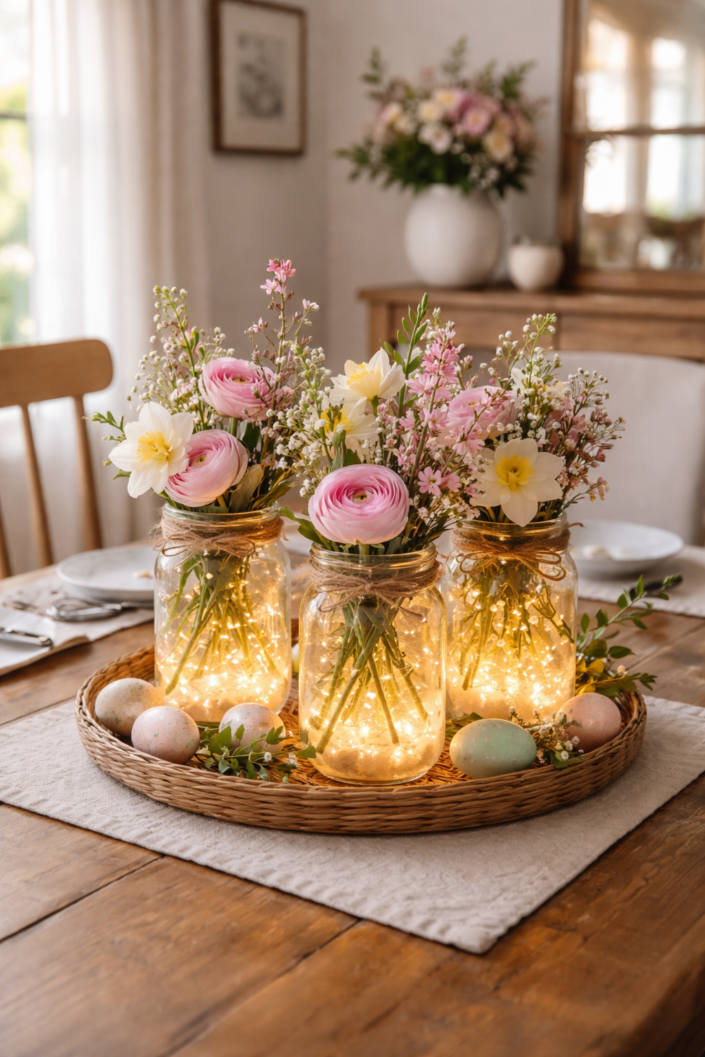 spring blooms illuminate jars