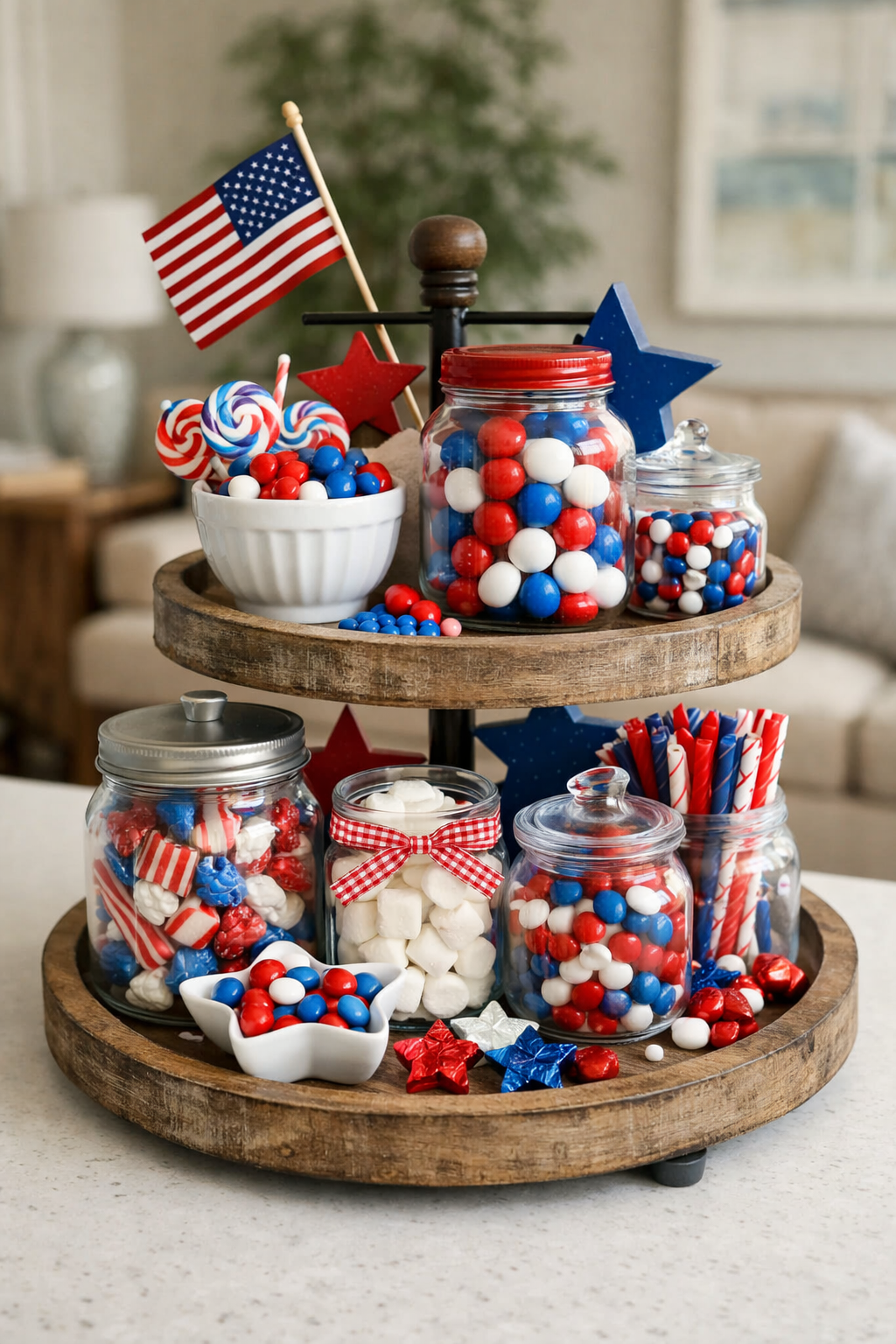 patriotic candy jar display