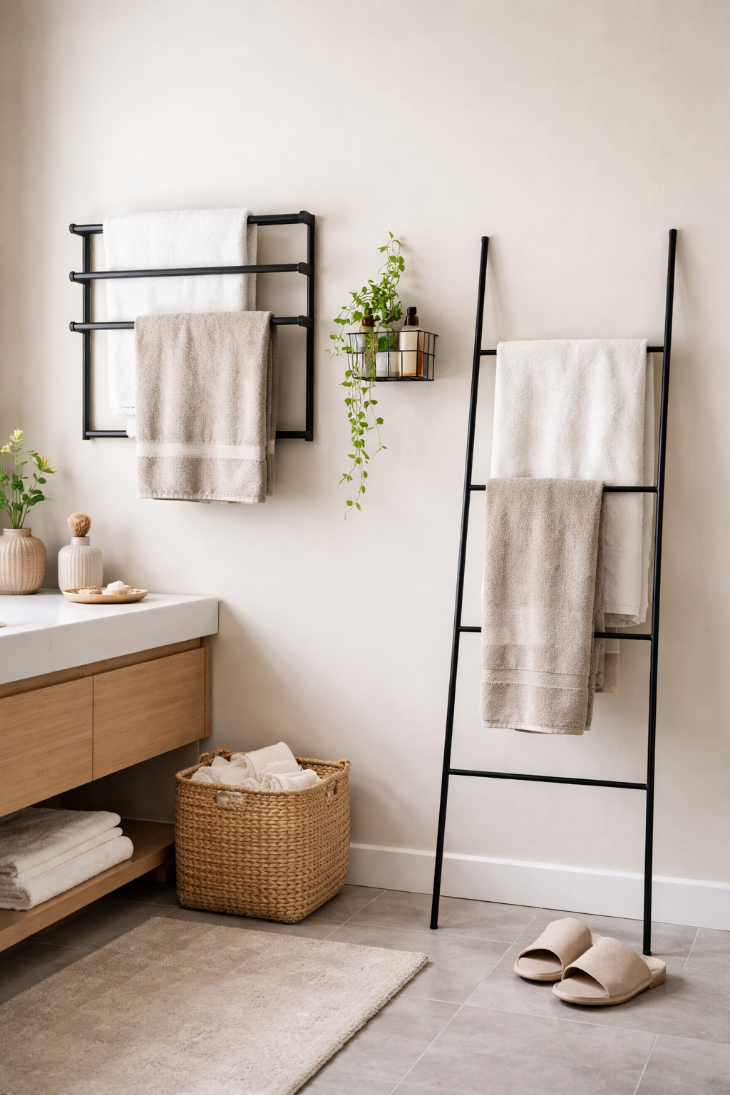 sleek functional towel organization