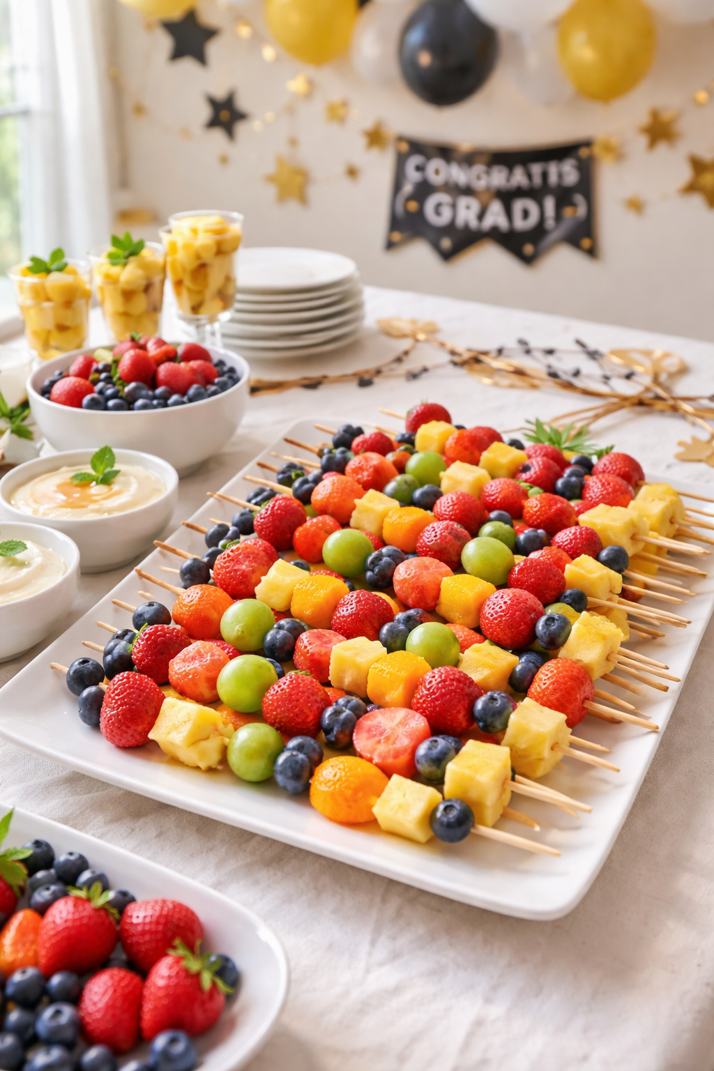 colorful fresh fruit skewers