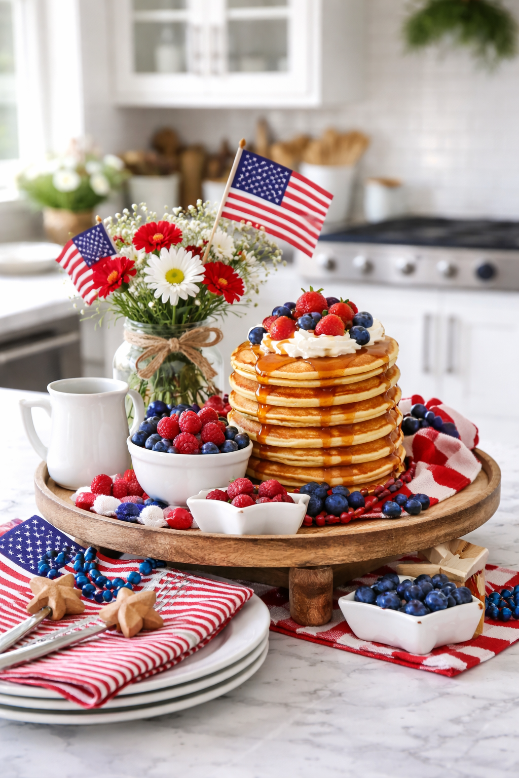 patriotic pancake breakfast display