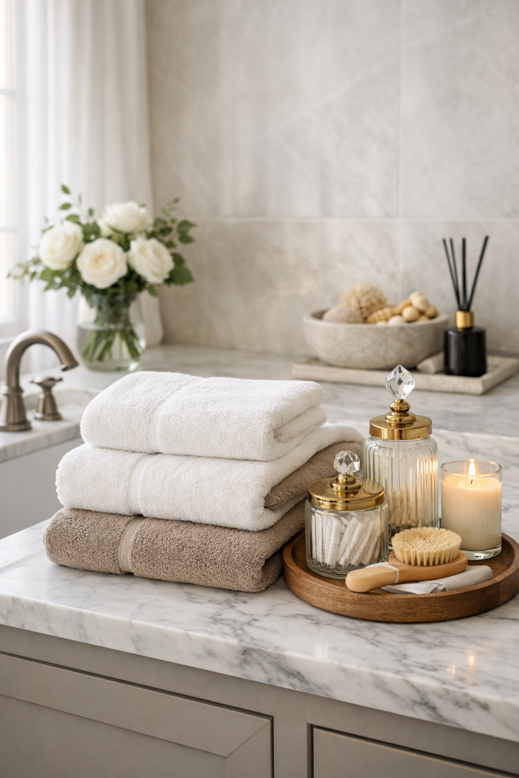 luxurious organized bathroom ambiance