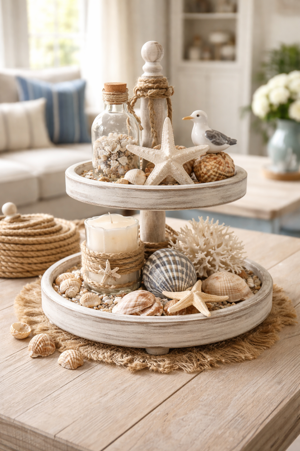 nautical seashells rope accents