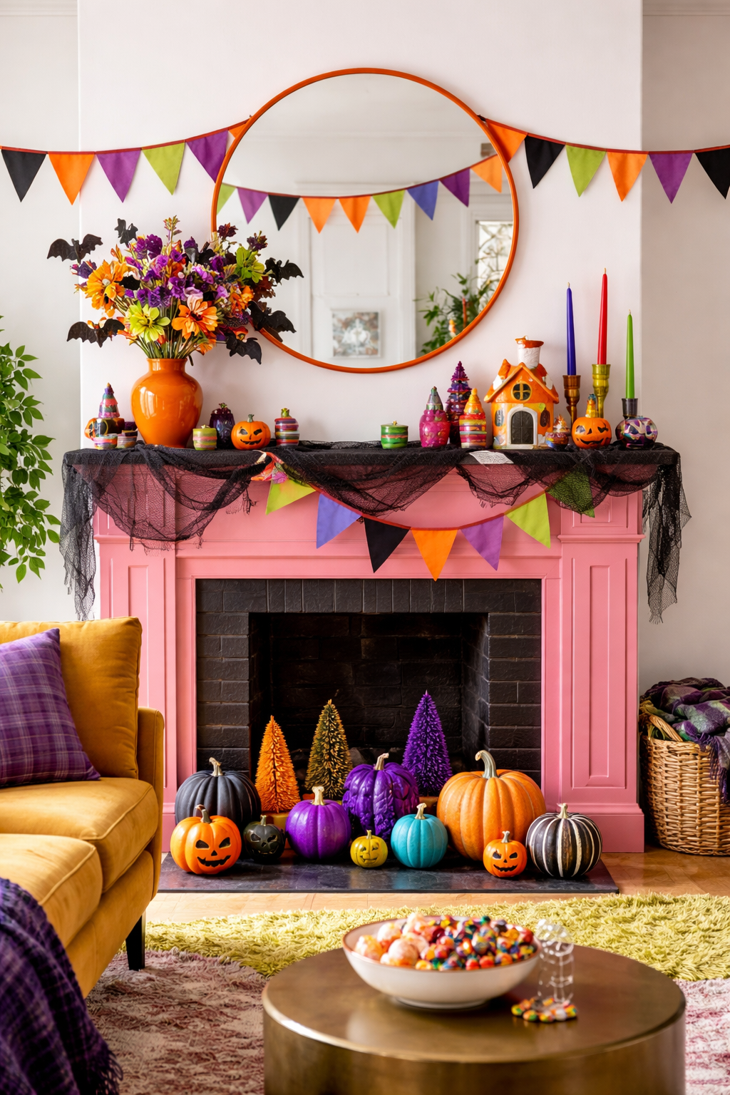 halloween mantel ideas have fun with color
