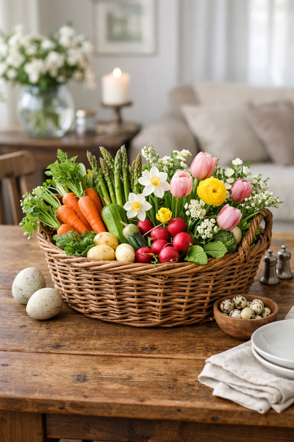 spring vegetable flower basket