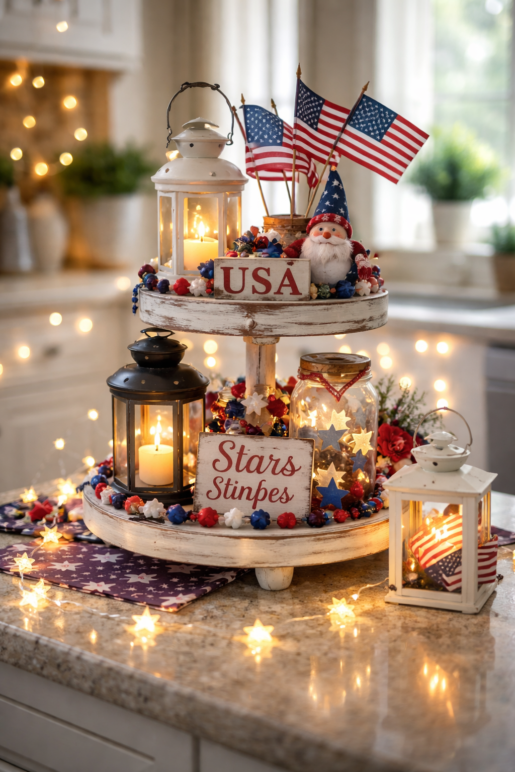 patriotic lights and lanterns