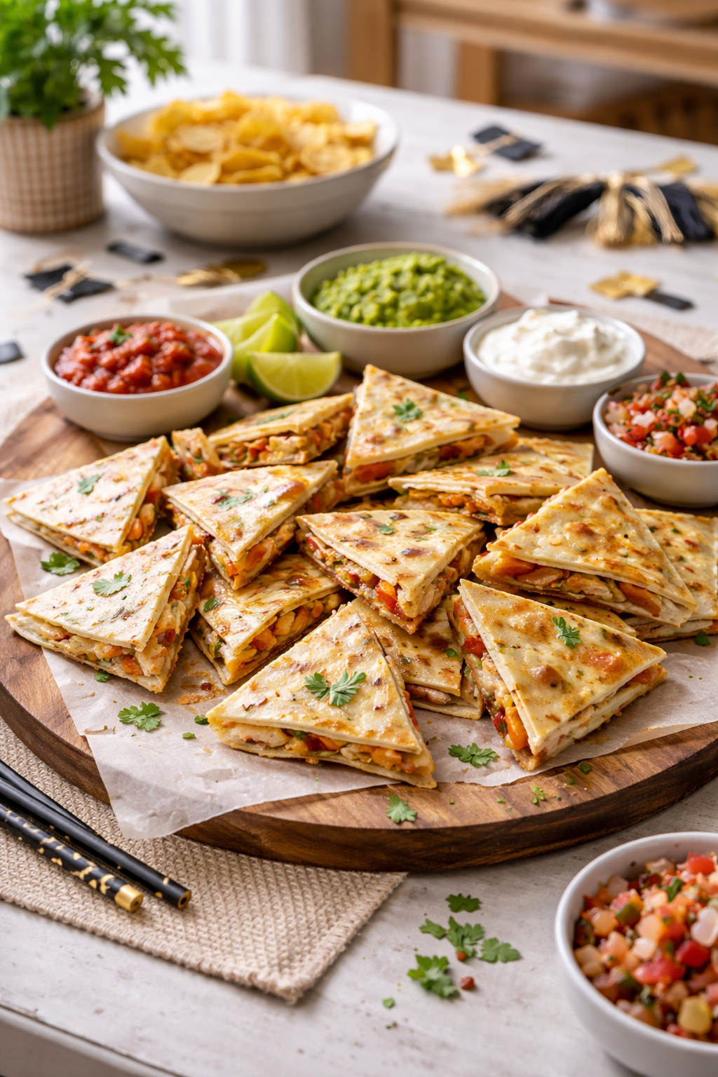 quesadillas cut into triangles