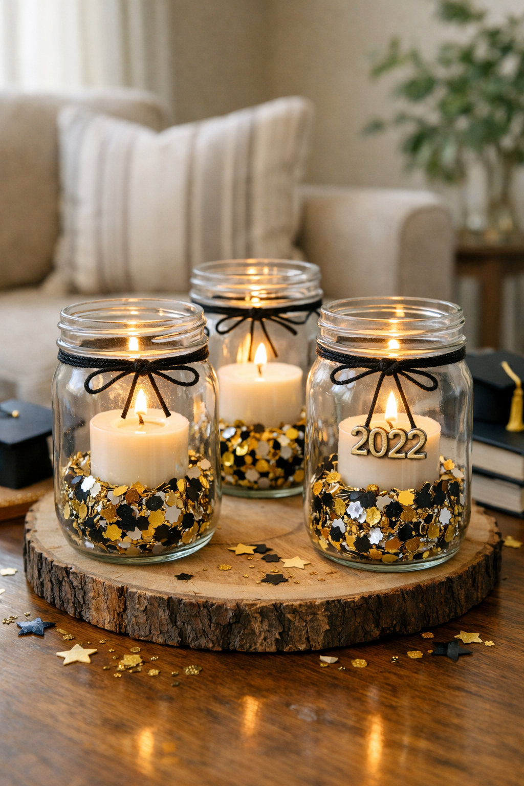 confetti candle centerpiece decor