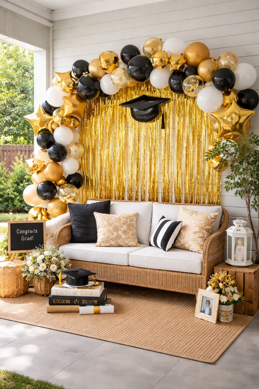 create festive graduation photo corner