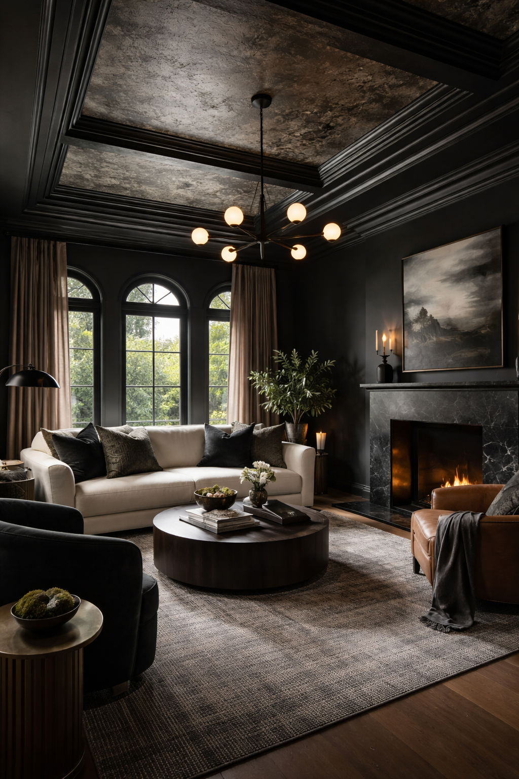 dramatic dark ceiling finishes