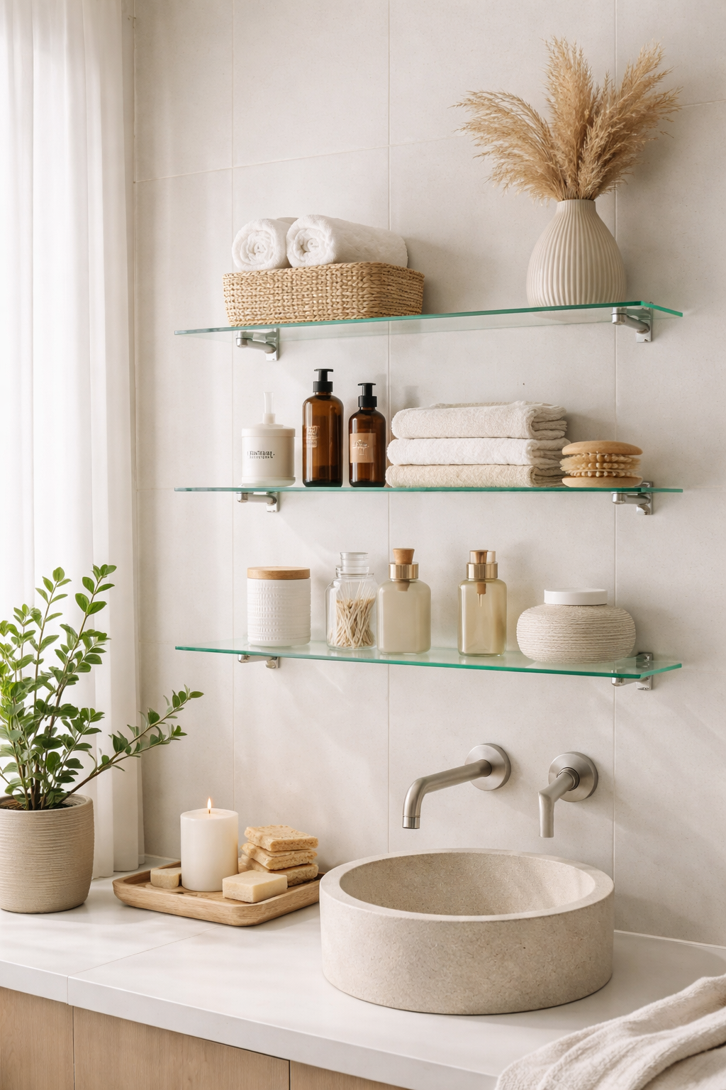 transparent minimalist bathroom shelves